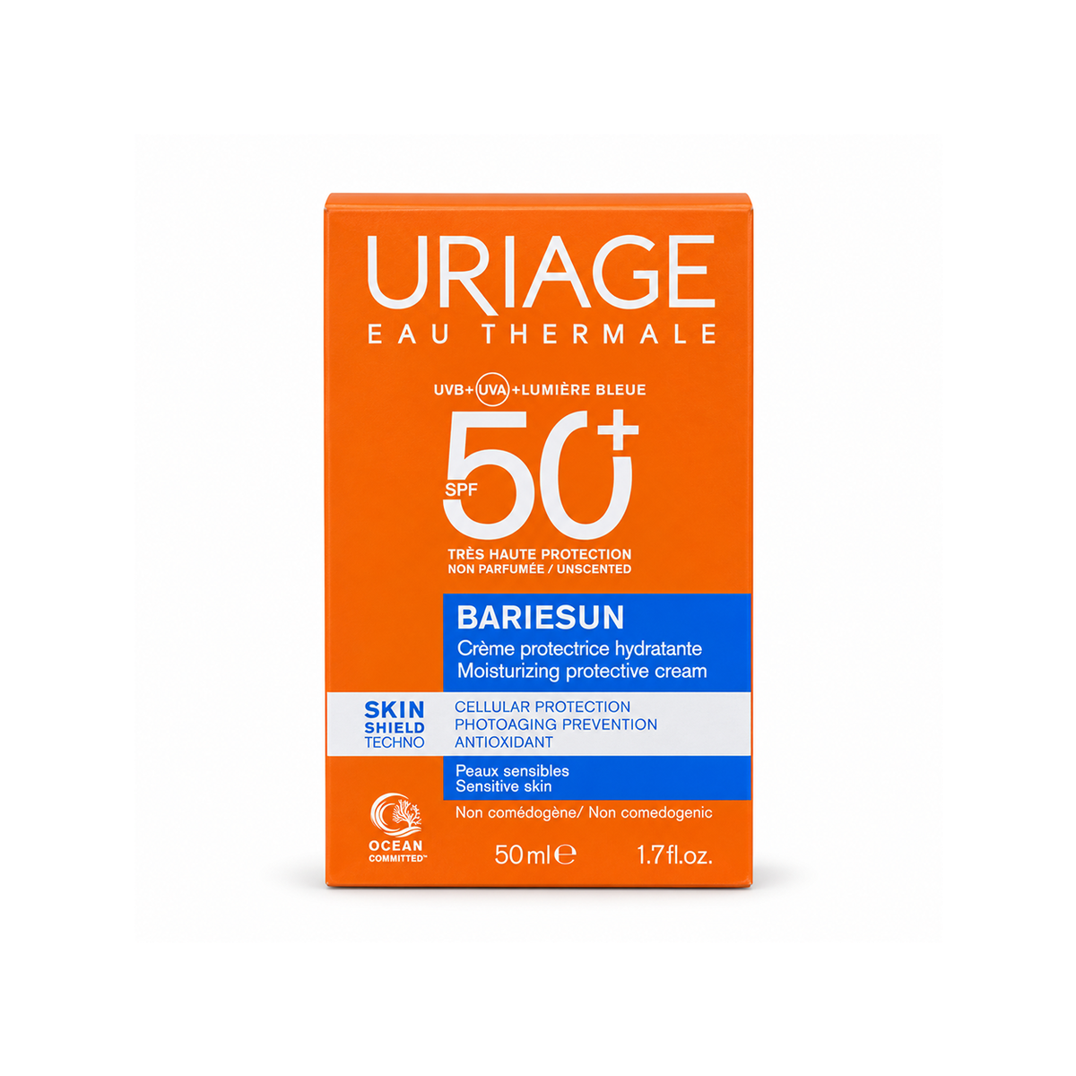 Uriage Bariésun Moisturizing Protective Cream SPF 50+ facial sunscreen for sensitive skin, 50ml, with very high UV protection