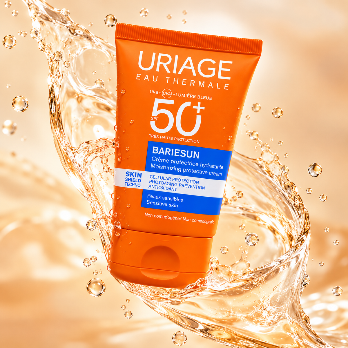 Uriage Bariésun Moisturizing Protective Cream SPF 50+ 50ml facial sunscreen for very high UVA and UVB protection.