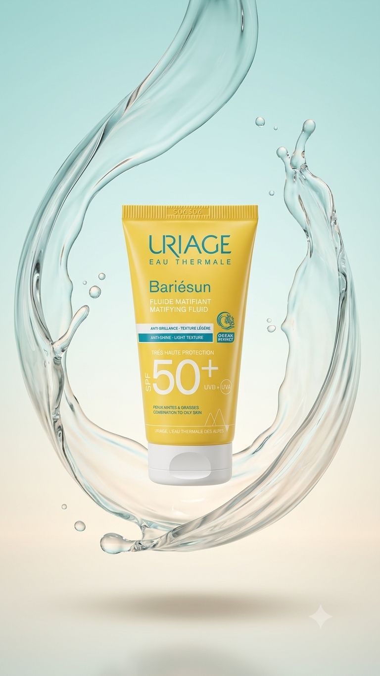 Uriage Bariésun Matifying Fluid SPF 50+ 50ml facial sunscreen for combination to oily skin with lightweight matte finish and high UV protection
