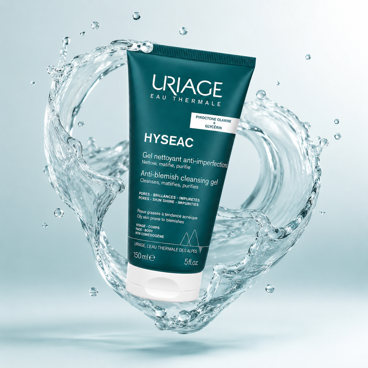 Uriage Hyséac Anti-Blemish Cleansing Gel 150ml for oily, blemish-prone skin, purifying and mattifying cleanser