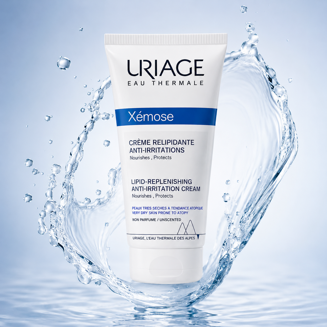 Uriage Xémose Lipid-Replenishing Anti-Irritation Cream 200ml tube for very dry and atopy-prone skin, helping nourish and repair the skin barrier.
