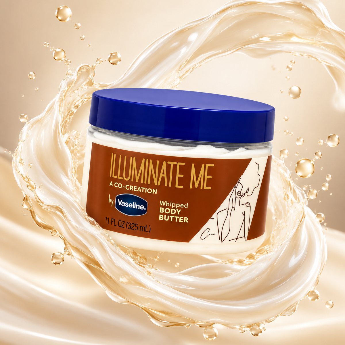 Vaseline Illuminate Me Whipped Body Butter 325ml with rich moisturising care to soften and nourish dry skin.