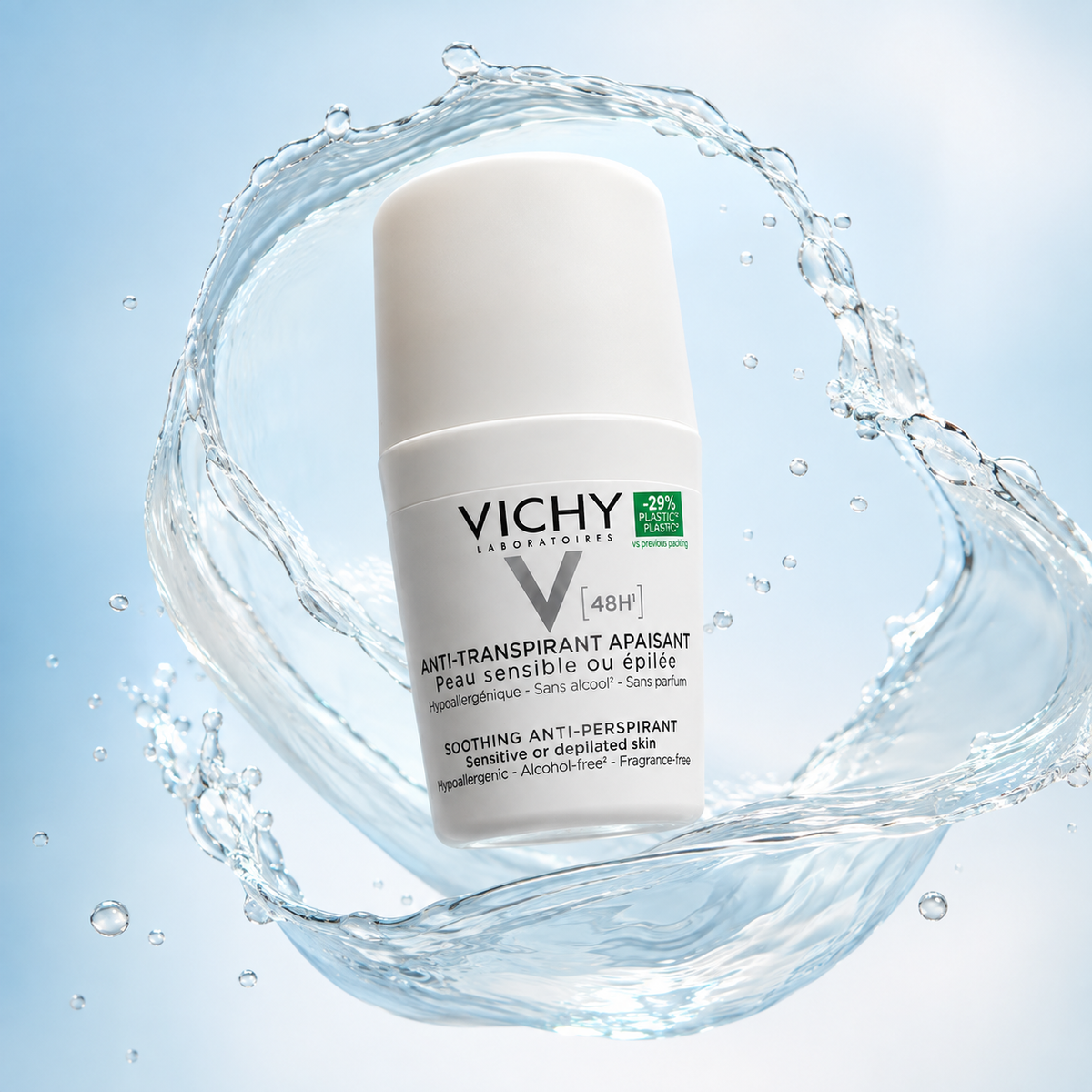 Vichy 48H Soothing Anti-Perspirant roll-on for sensitive or depilated skin, 50ml, with 48-hour protection