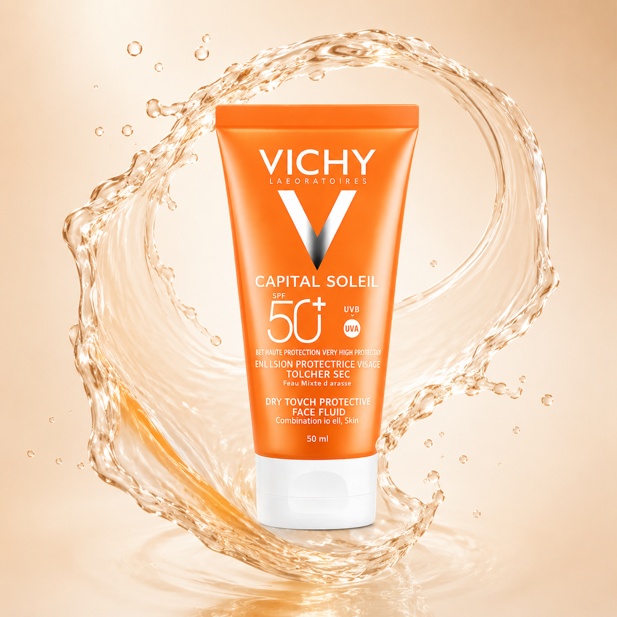 Vichy Capital Soleil Dry Touch Protective Face Fluid SPF 50+ UVB/UVA 1 + 1 Offer 2 × 50ml face sunscreen with lightweight matte protection for oily skin