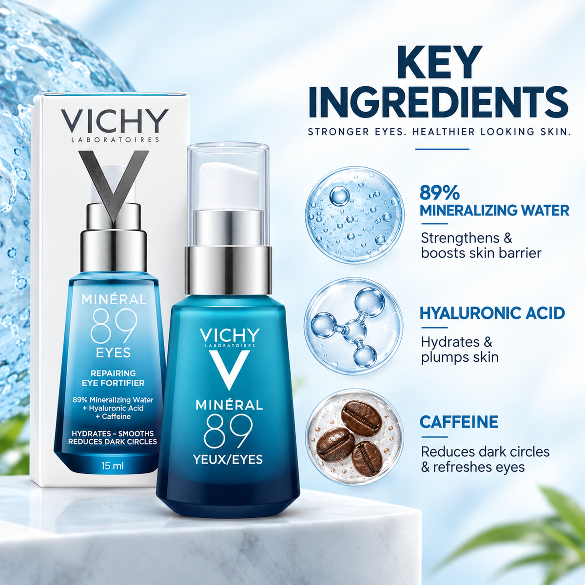 Vichy Minéral 89 Eyes Repairing Eye Fortifier 15ml eye serum for hydrated, smoother-looking under-eyes
