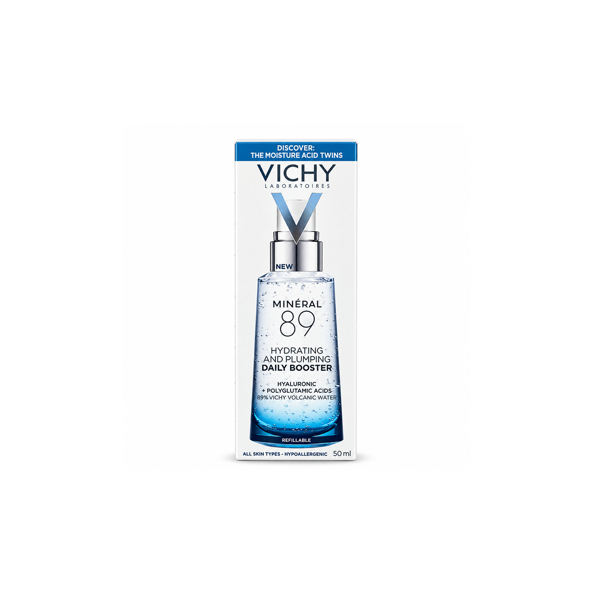 Vichy Minéral 89 Hydrating and Plumping Daily Booster facial serum 50ml for deep skin hydration
