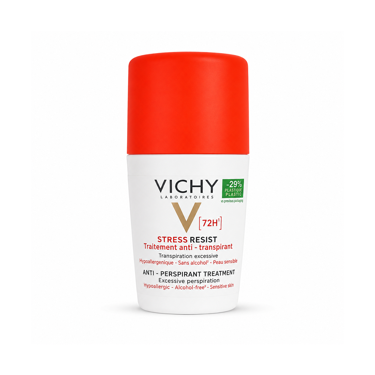 Vichy Stress Resist 72H Anti-Perspirant Treatment Roll-On 50ml for sensitive skin with up to 72-hour protection against excessive perspiration.