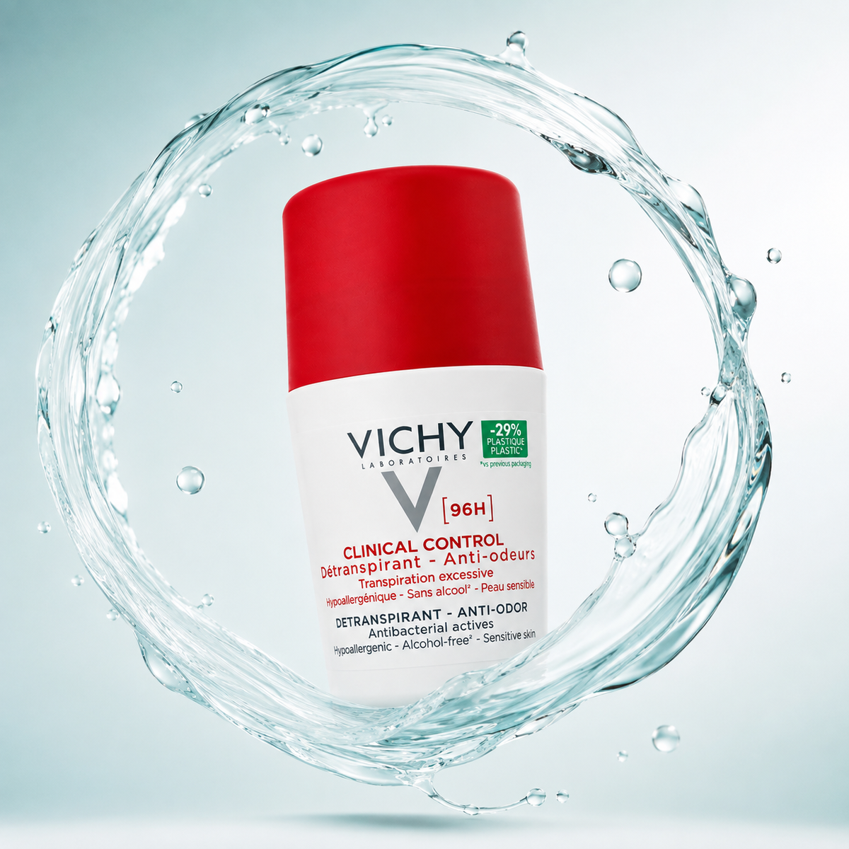 Vichy Clinical Control 96H Détranspirant Anti-Odeurs roll-on antiperspirant 50ml for 96-hour sweat protection