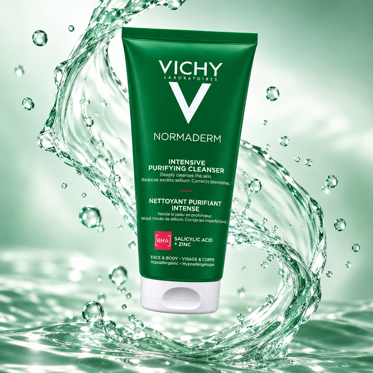 Vichy Normaderm Intensive Purifying Cleanser 200ml for oily skin, with salicylic acid and zinc for deep cleansing