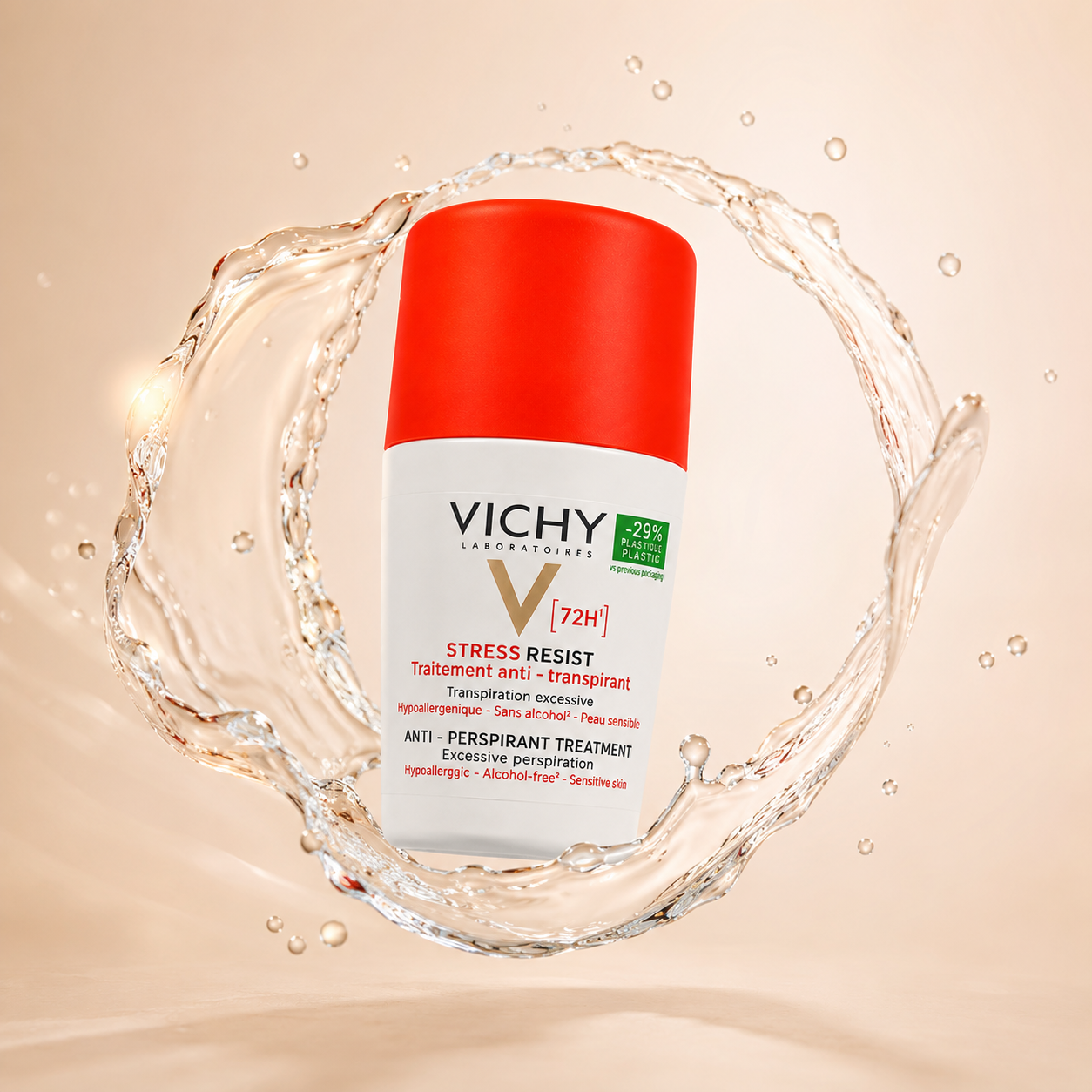 Vichy Stress Resist 72H Anti-Perspirant Treatment Roll-On 50ml for sensitive skin with up to 72-hour protection against excessive perspiration.