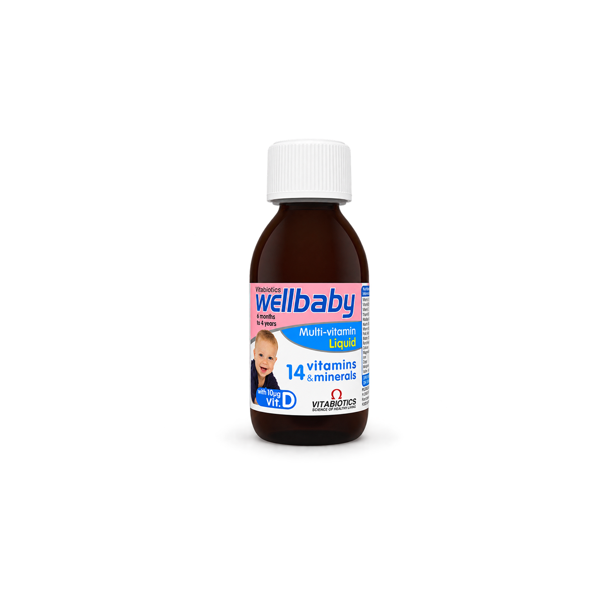 Vitabiotics Wellbaby Multi-vitamin Liquid 150ml for children aged 6 months to 4 years, supporting growth and development