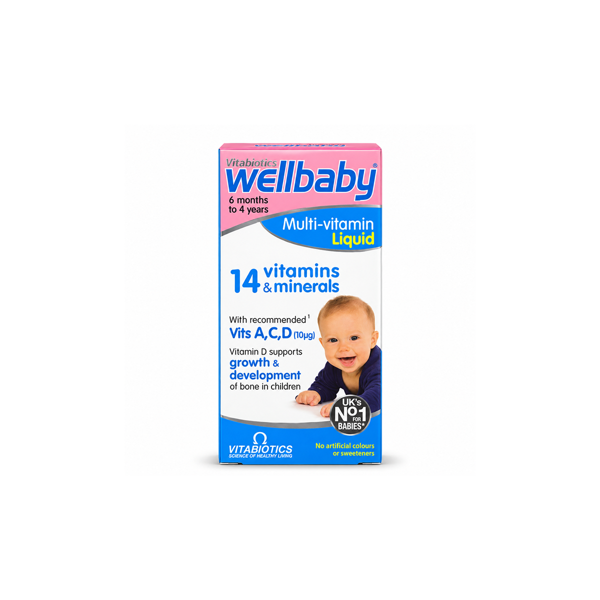 Vitabiotics Wellbaby Multi-vitamin Liquid 150ml for children aged 6 months to 4 years, supporting growth and development