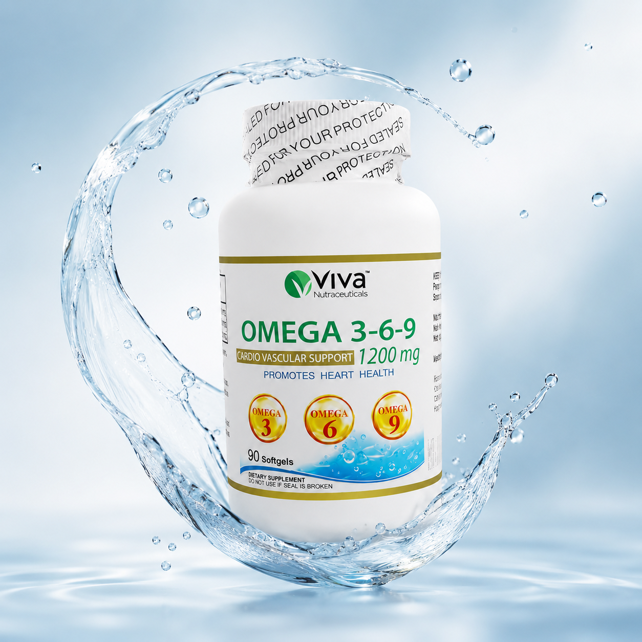 Viva Nutraceuticals Omega 3-6-9 Cardio Vascular Support 1200mg softgels for heart and overall wellness support