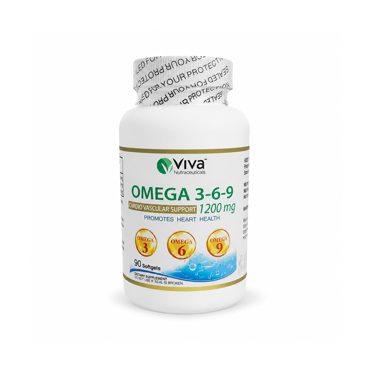 Viva Nutraceuticals Omega 3-6-9 Cardio Vascular Support 1200mg softgels for heart and overall wellness support