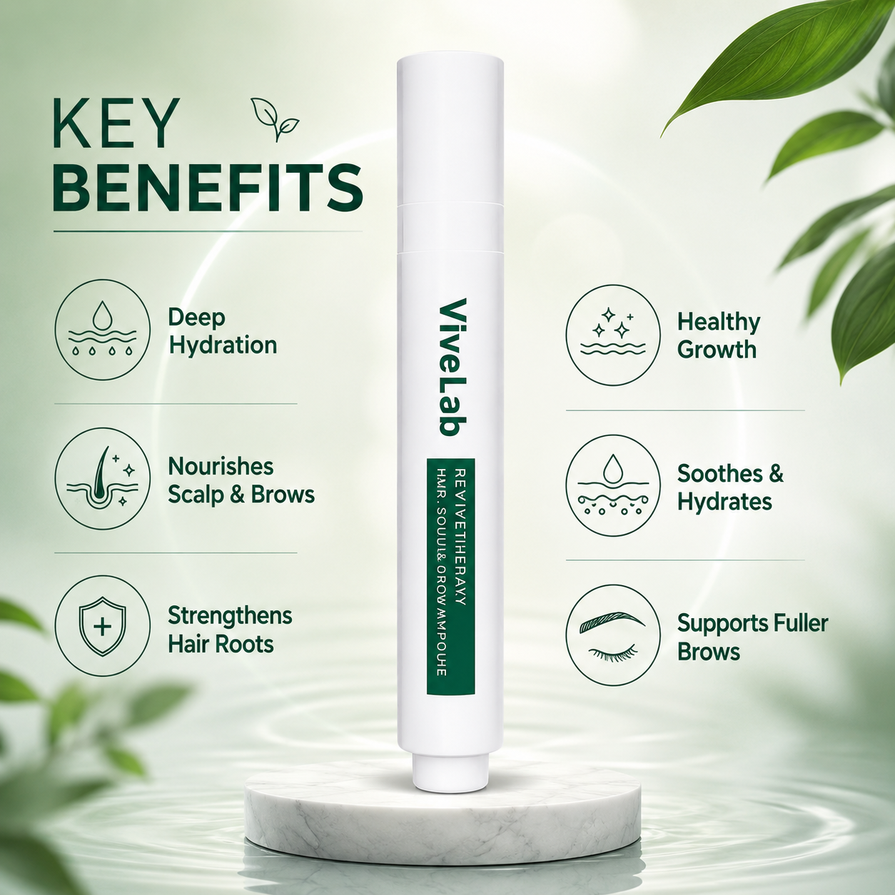 ViveLab Revive Therapy Hair Scalp & Brow Ampoule 15ml hair growth scalp ampoule supporting stronger roots and fuller brows