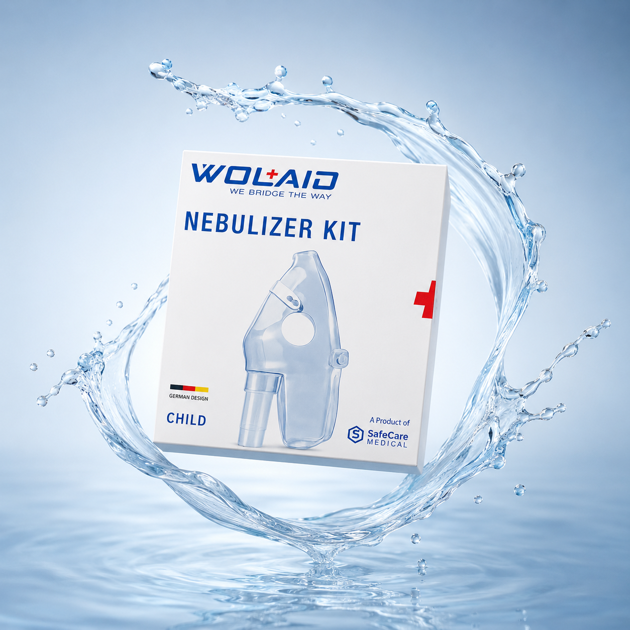 WOLAID Nebulizer Kit Child pediatric nebulizer mask kit for aerosol medication delivery and respiratory therapy, 1 kit