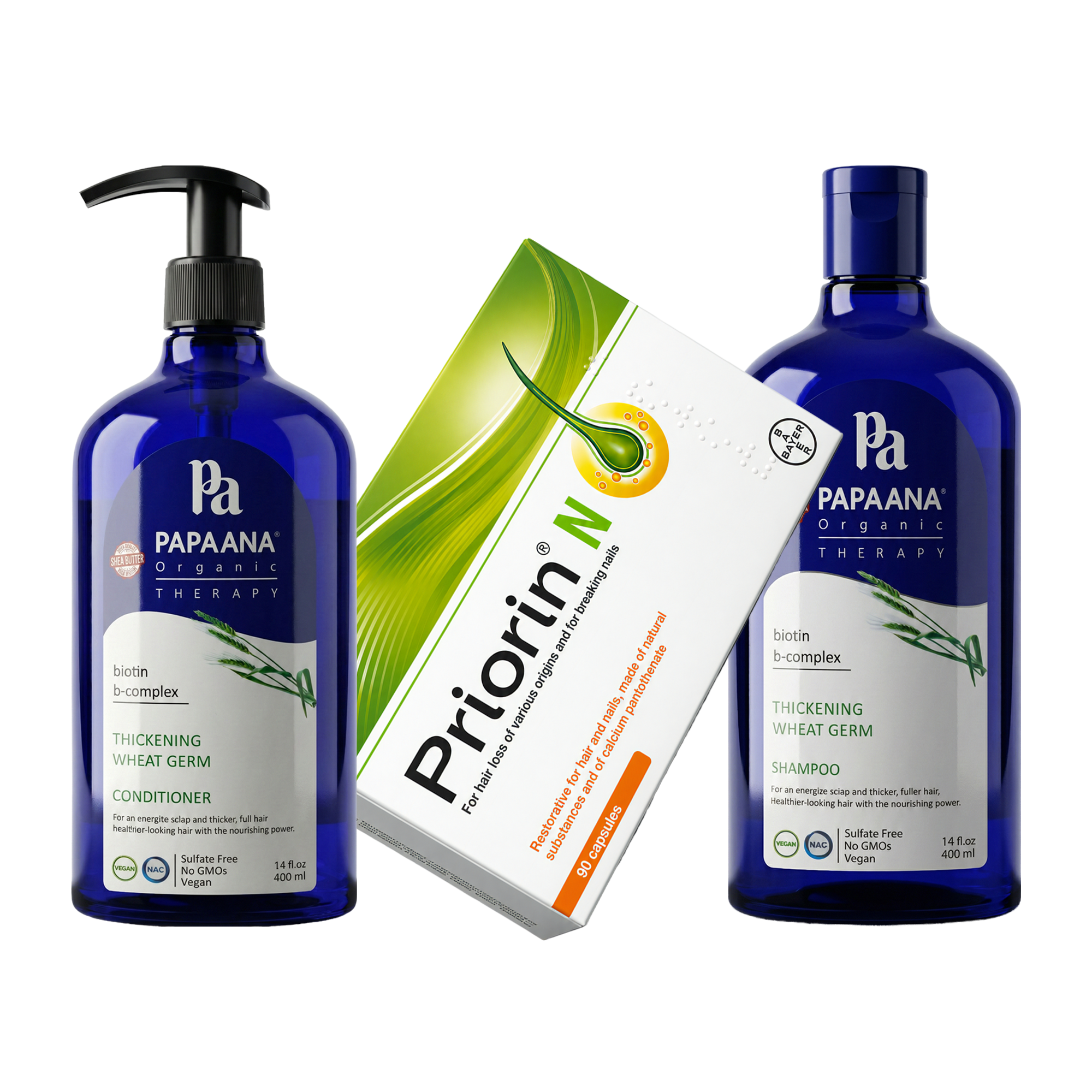 Papaana Organic x Bayer Priorin N Wheat Germ Anti-Hair Loss Bundle