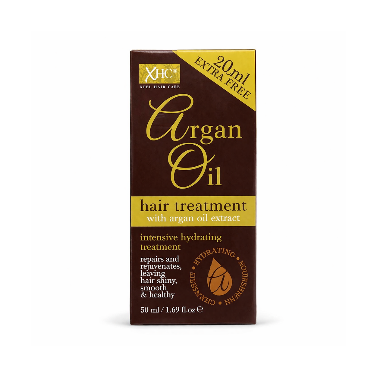 XHC Argan Oil Hair Treatment 100ml leave-in hair oil for frizz control and hydration in a small amber bottle