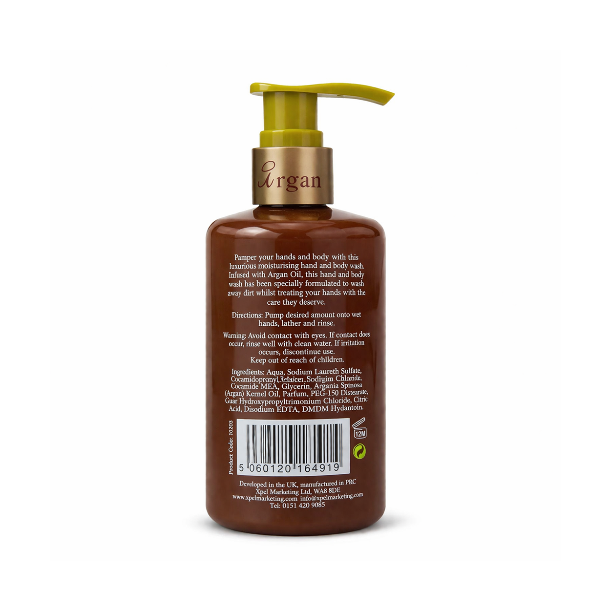 Xpel Argan Oil Moisturising Hand & Body Wash 300ml bottle, hydrating cleanser for soft and smooth skin