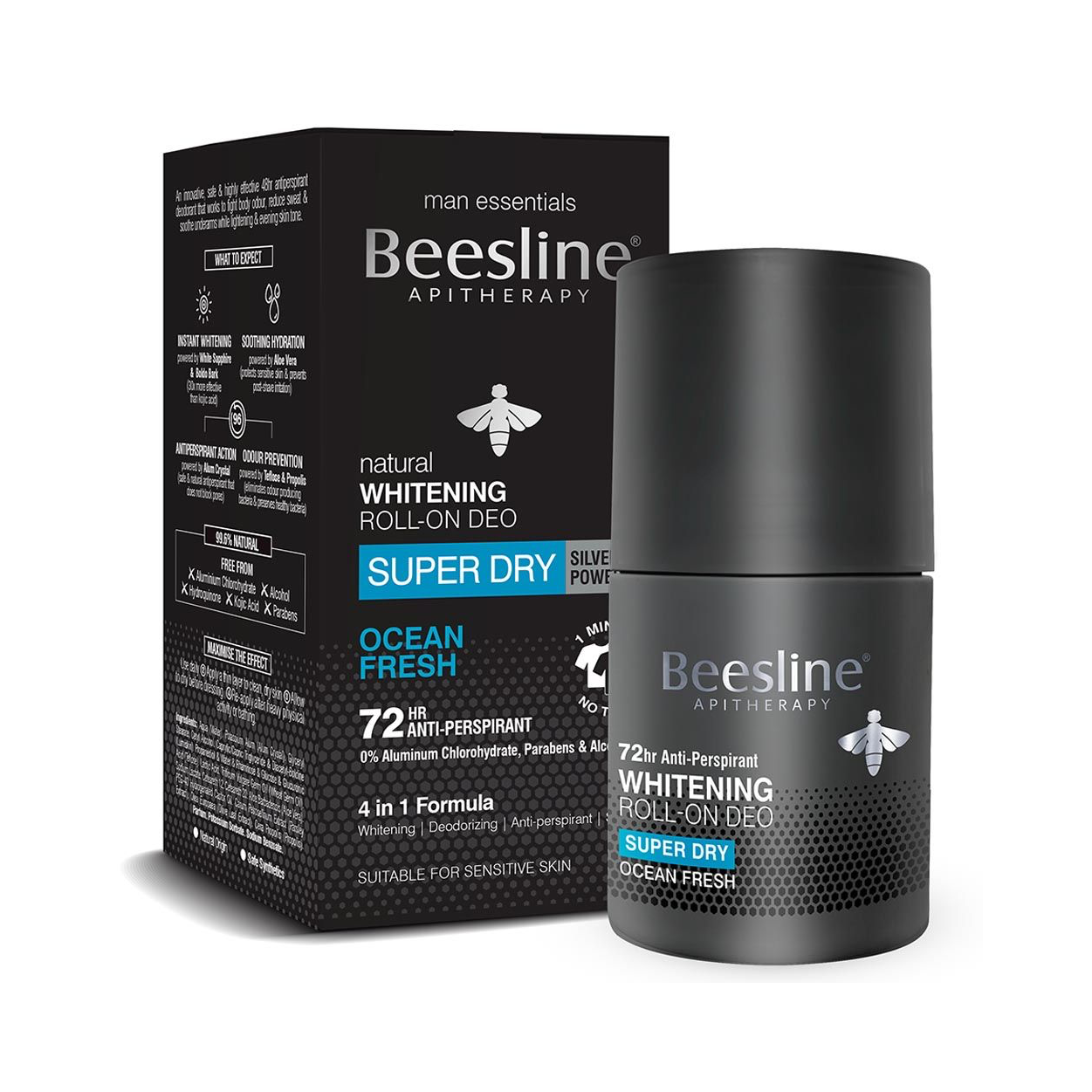 Beesline Men'S Whitening Roll-On Deo Super Dry Ocean Fresh 72Hr. 50Ml