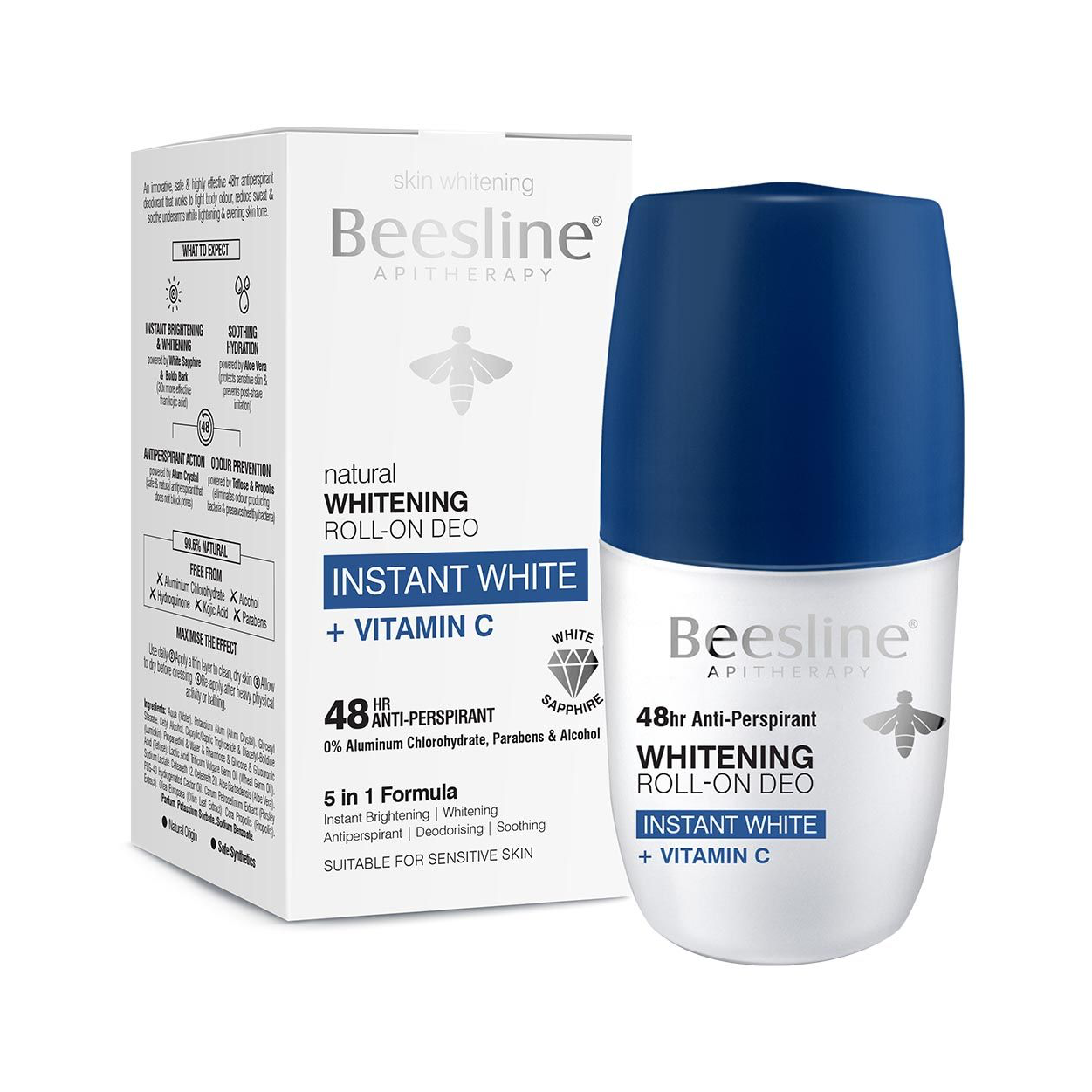 Beesline Deo Roll-On Instant White+Vit C 48H 50 Ml
