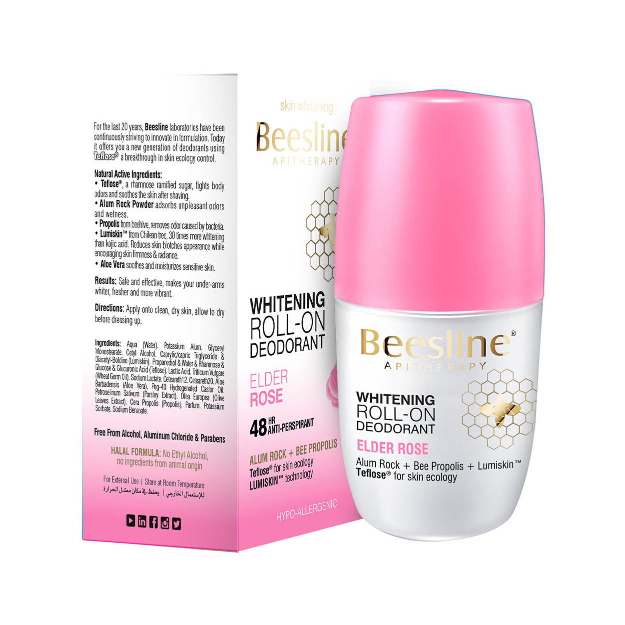 Beesline Deo Roll-On Elder Rose 48H 50 Ml