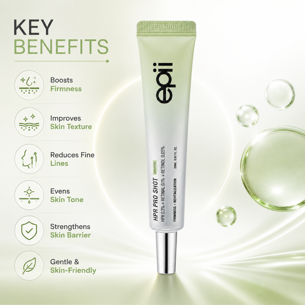 epii HPR PRO SHOT Advanced retinoid serum 20ml for firmer, smoother-looking skin and refined texture