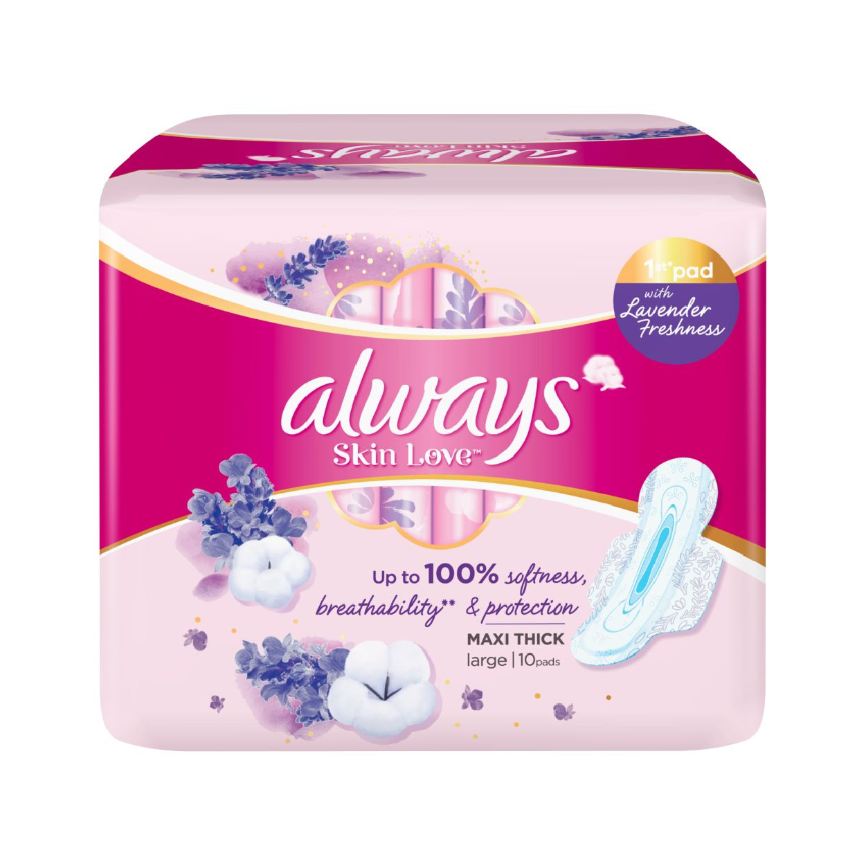 Always Skin Love Maxi Thick Pads 10'S