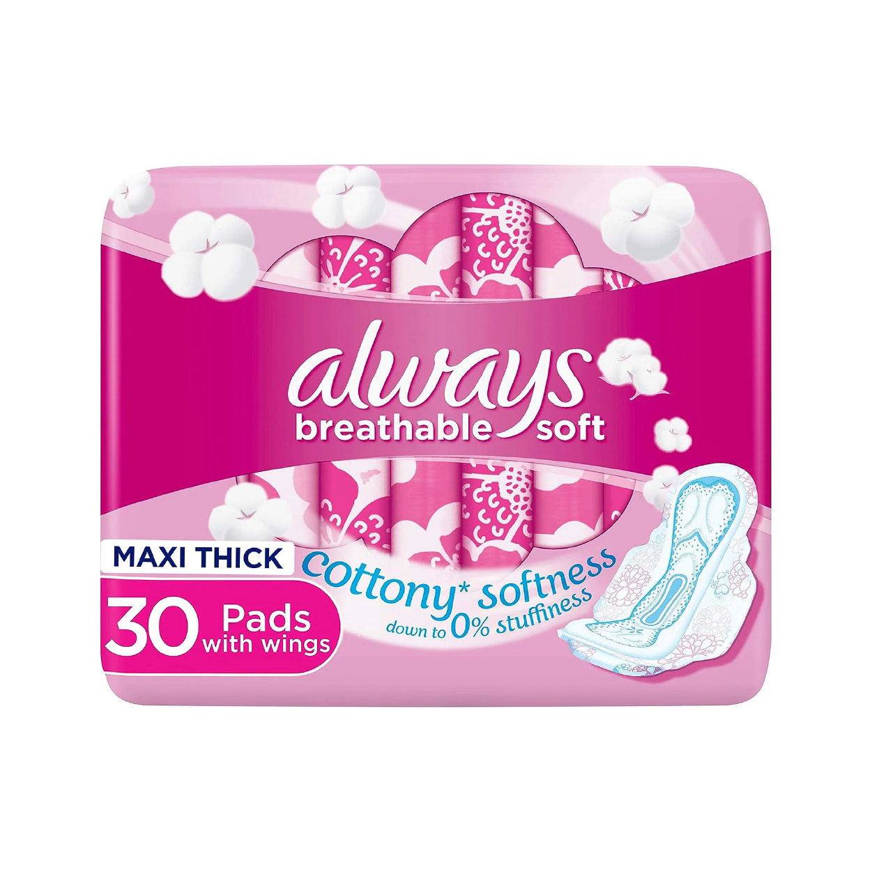 Always Maxi Thick W/Wings L 30'S (Pink)