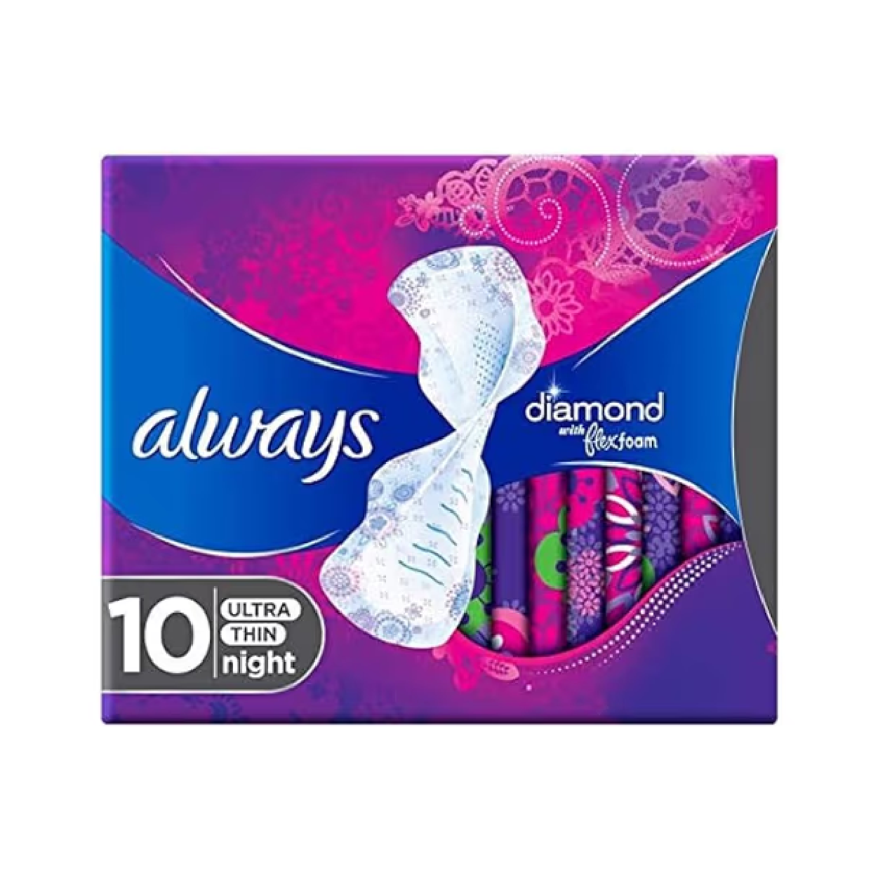 Always Diamond Ultra Thin Nyt Pads 10'S