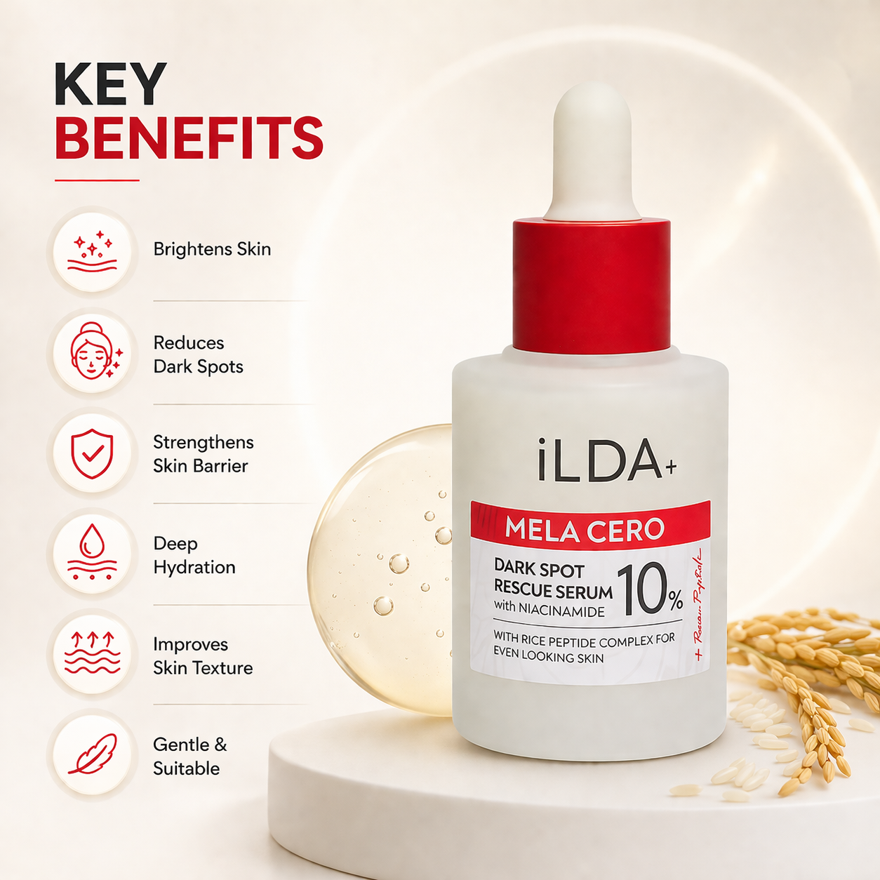 iLDA+ MELA CERO Dark Spot Rescue Serum 10% Niacinamide 30ml face serum for reducing pigmentation and brightening skin