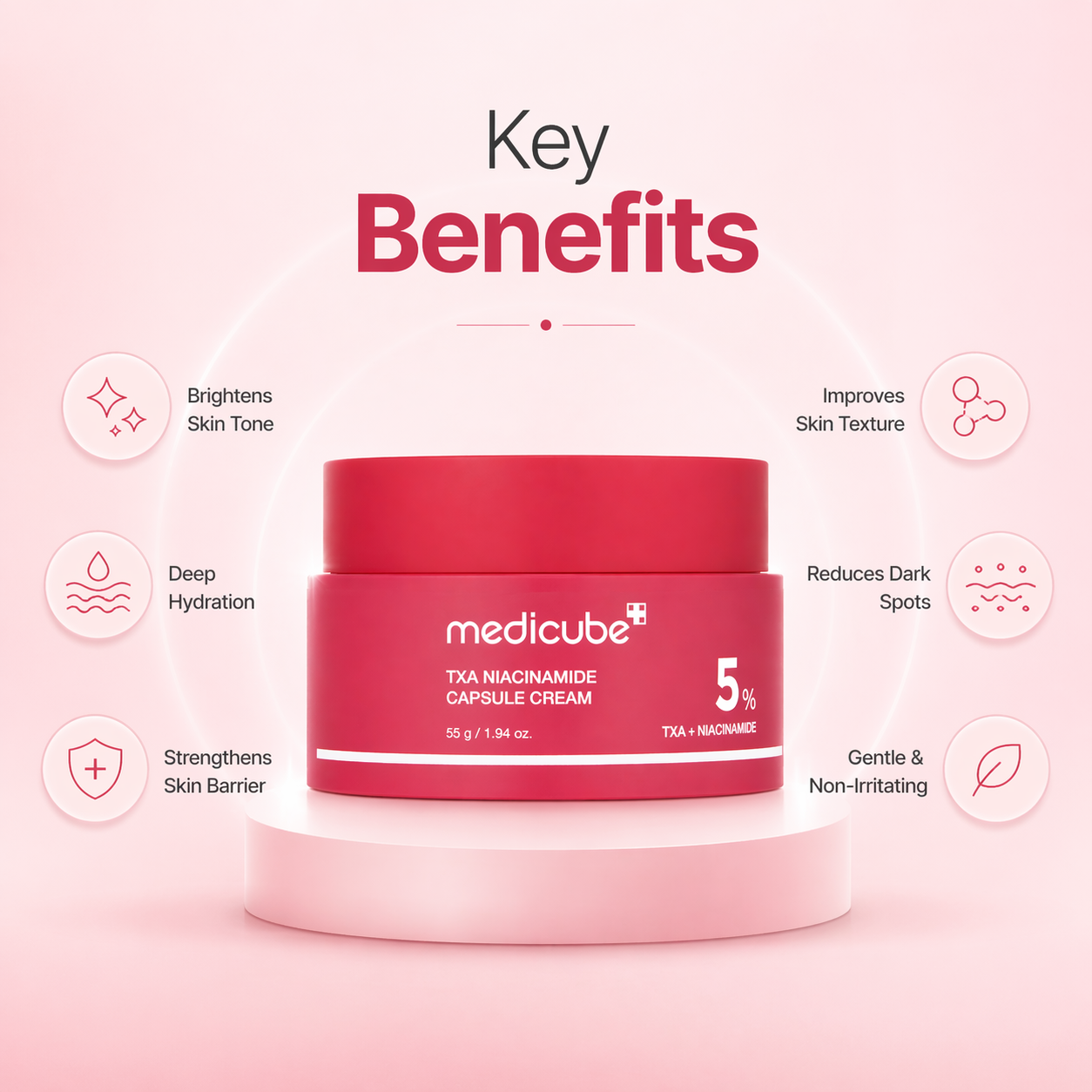 medicube TXA Niacinamide Capsule Cream 55g brightening face cream for dark spots and uneven skin tone